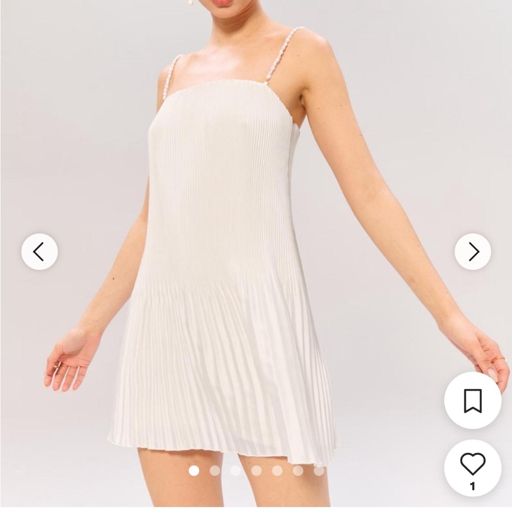 Abercrombie& Fitch Cream Pleated Mini Dress - Picture 6 of 9